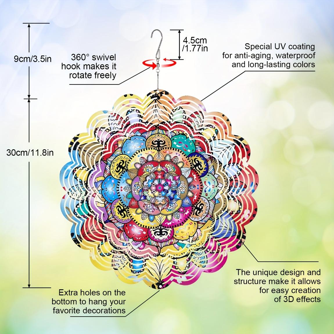 

3D Вращающаяся Подвеска-Колокольчик Ветра с Бабочкой, Петухом, Совой, Узором Мандалы для Сада, Двора, Наружного Декора