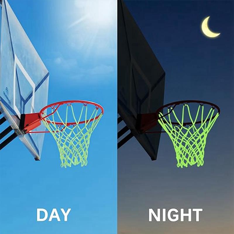 1 Pcs Nightlight Basketball Net Nylon Glowing Basketball Hoop Rim Net 12 Loops Standard Size Glowing Basketball Net Sun Powered