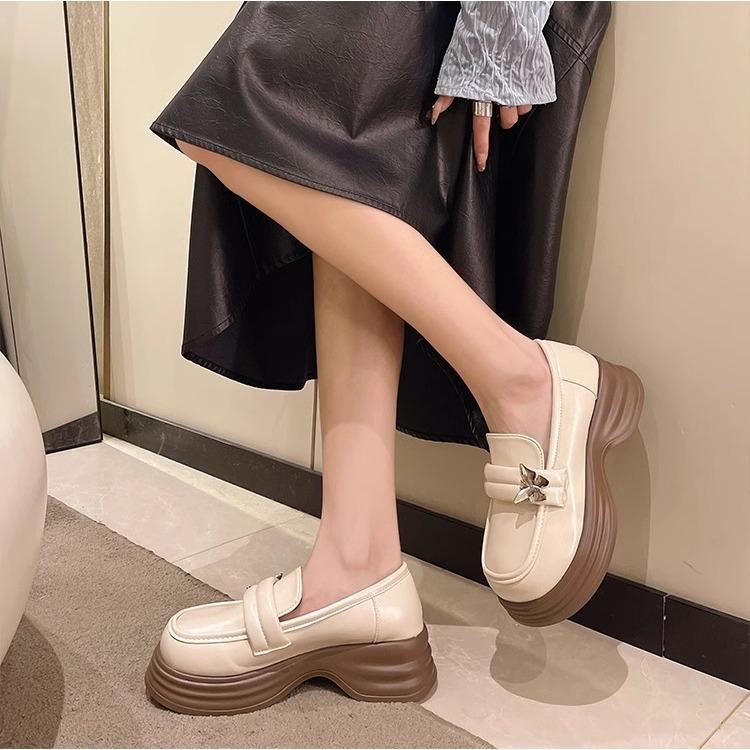 British Style Platform Small Leather Shoes Women's 2025 New Spring Models Versatile Decorative Jk Single Shoes Muffin Loafers Ins Tide
