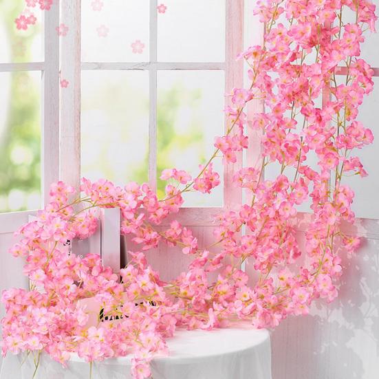 70,8" Künstliche Kirschblüten-Girlande für Frühlingsdekoration, Kunstseidenblumen-HängeRanken für Zuhause, Hochzeitsbogen, Party, Büro, Garten-Dekor