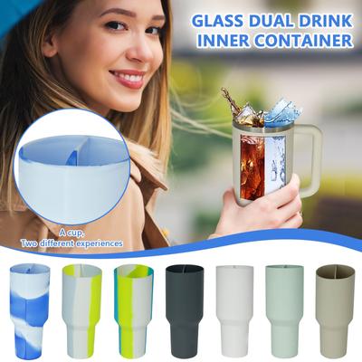 2-in-1 Beverage Separator Silicone Liner Compatible With 40 Oz, Accessory, Reusable Cold Drink Liner For Coffee, Juice, Cocktails, Whiskey