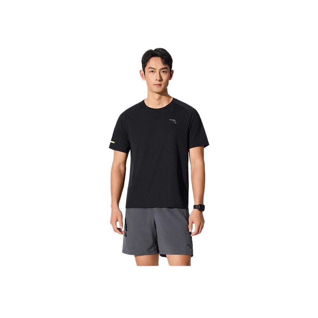 Anta Breathable Solid Color Round Neck Versatile Short Sleeve T-Shirt Men Tops Frozen-Blue 952525103-3