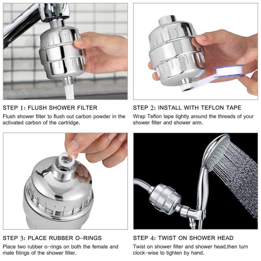 Removal Bathroom Activated Carbon 15 Stages Softener Shower Head Filter Hard Water Purification