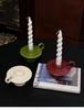 European Candle Ceramic Holder with Round Handle  Aromatherapy Candle Stand Seat,Burning Home Decoration Desktop Ornament