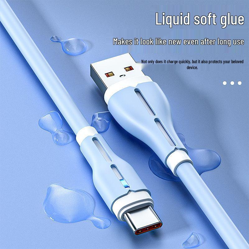 120W Fast Charging Type-C Data Cable 6A for Huawei Honor, Silicone with Light