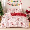 3pcs/set Christmas Reindeer Snowman Bedding Set Includes 1 Duvet Cover And 2 Pillowcases Soft And Skin-Friendly