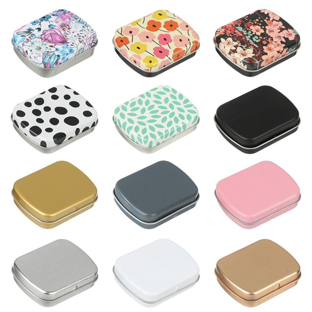 Rectangular Flip Iron Box Mini Tin Box Metal Hinged Empty Tins With Lid Small Storage Container Candy Pill Cases Home Organizer