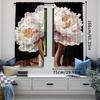 2Pcs African American Curtain Black Girl Pink Peony Floral Retro Rose Pearl Artwork Suitable For Bedroom Bathroom Living Room