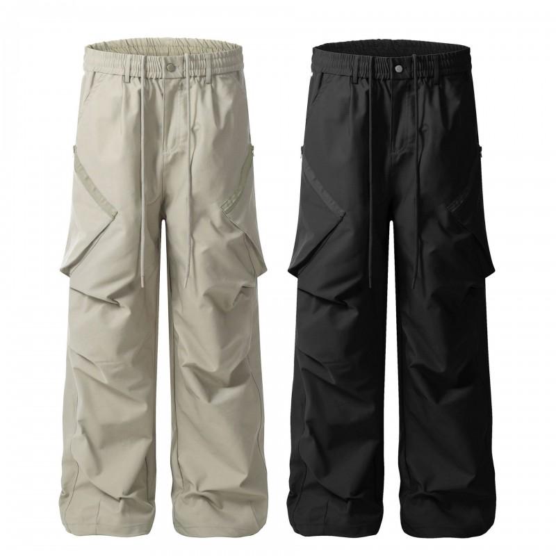 Unisex Wide-Leg Cargo Pants Loose Fit Vintage Utility Trousers Breathable Casual Outdoor Workwear