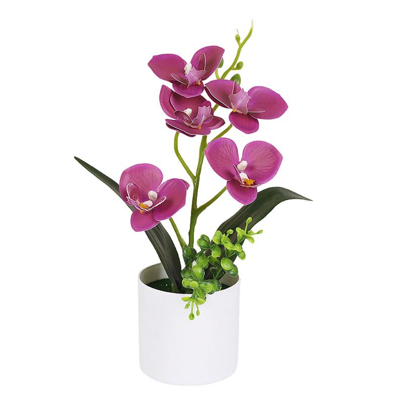 

Plastic Bonsai Desktop Ornament Artificial Flower No-fading Butterfly Orchid Multicolor White Flowerpot Fake Butterfly Flower глубокий/фиолетовый