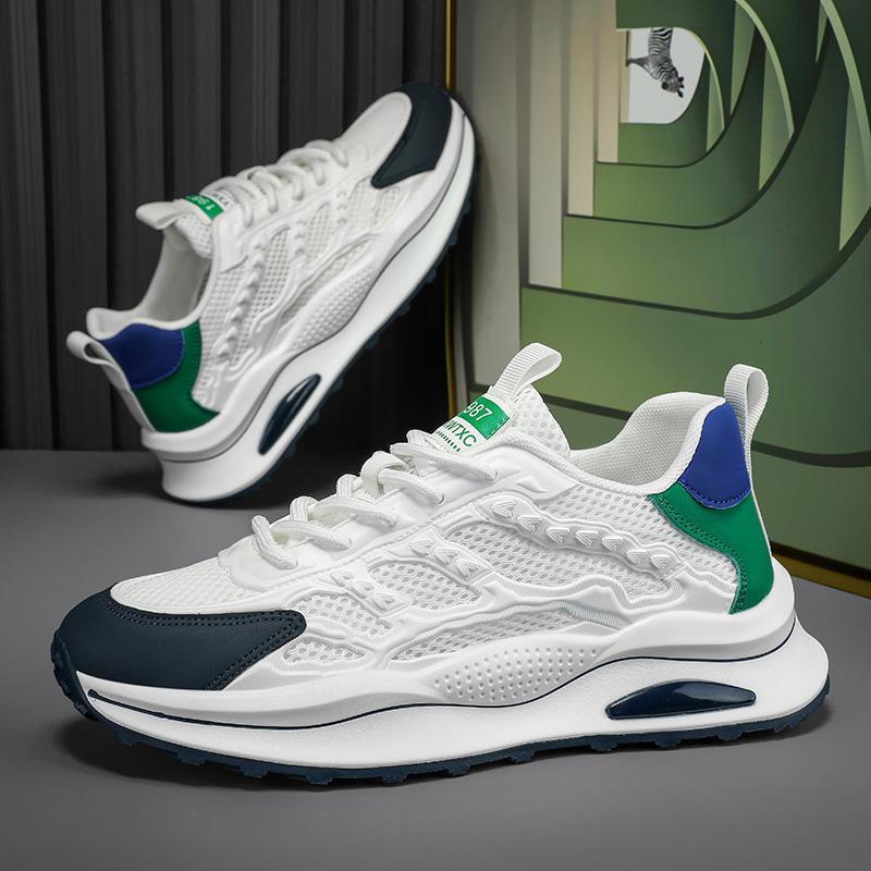 Men's Shoes 2024 New Summer Breathable Mesh Heightened Platform Casual Versatile Sports Shoes Youth White Tide Shoes