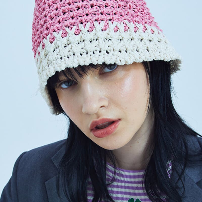 

FAKEMAMA SUMMER KNIT BUCKET HAT_PINK FREE