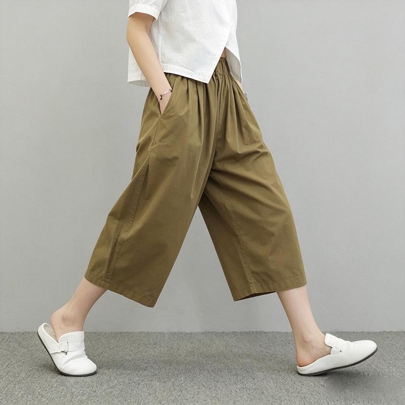 2026 Pure Cotton Plus Size High Waist Wide-Leg Casual Pants 3XL