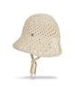 Bajal Va Curved Oval Metallic Knit Punched Bonnet Hat Beige