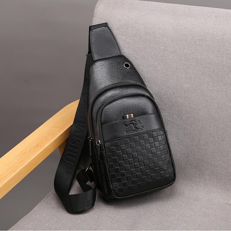 Men's Korean Style Casual Chest Crossbody Bag - Small PU Shoulder Travel Backpack