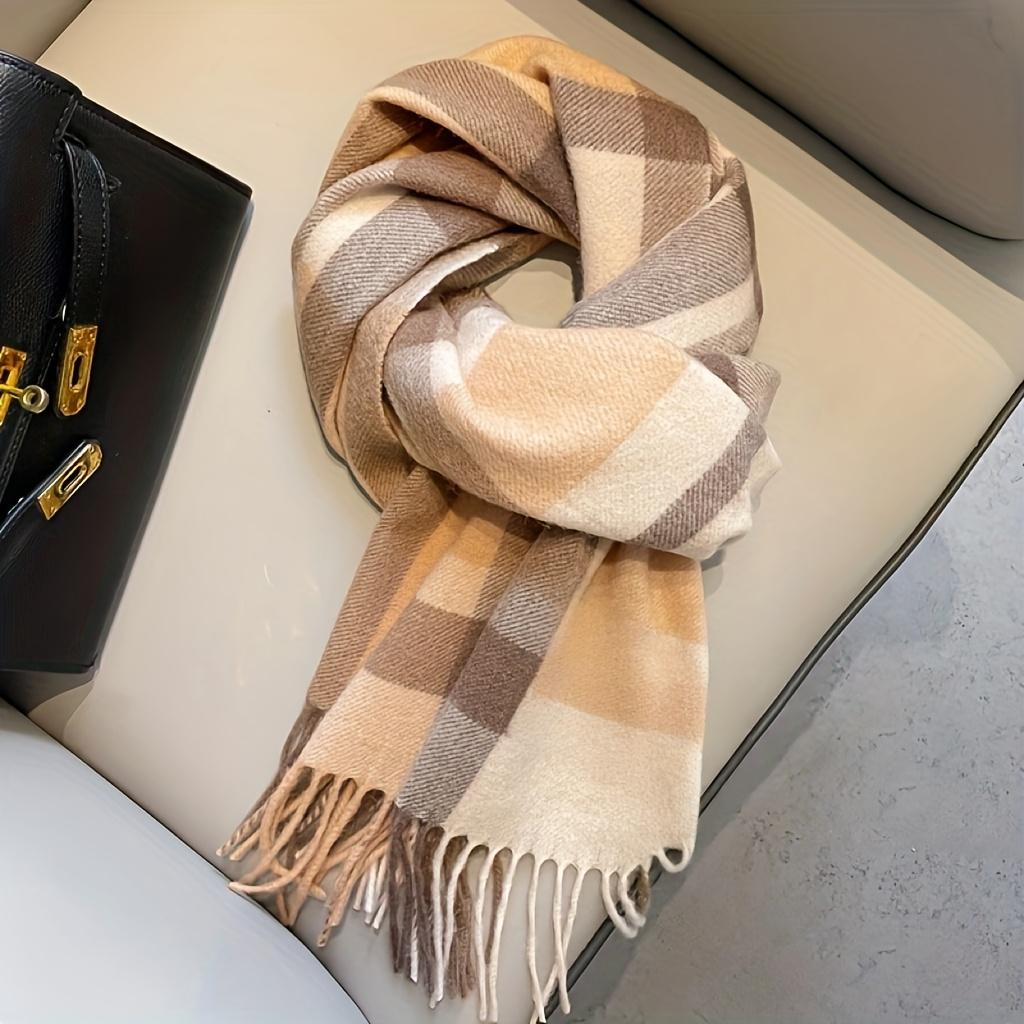 British Classic Australian Scarf - Vintage Striped Winter Warmth Windproof  Scarf for Men and Women,Tassel Edges, Soft Texture