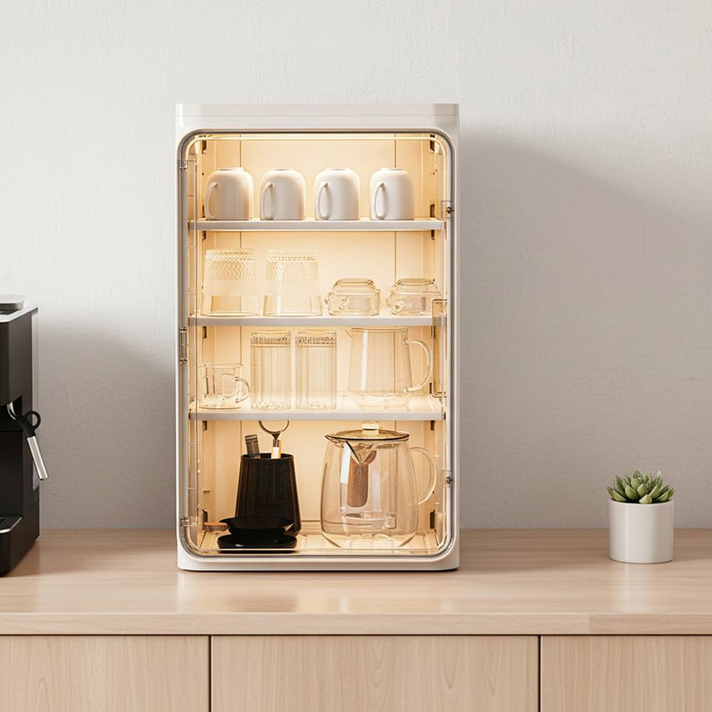 Stackable Plastic Desktop Tea Set Display Rack Large Capacity Desktop Storage Display Shelf for Bathroom Kitchen Home Use