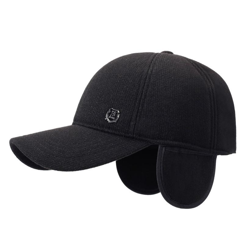 Men's Baseball Cap Autumn Winter Middle-Aged and Elderly Thick Ear Protection Warm Cap Outdoor Wool Cold-Proof Dad Cotton Cap