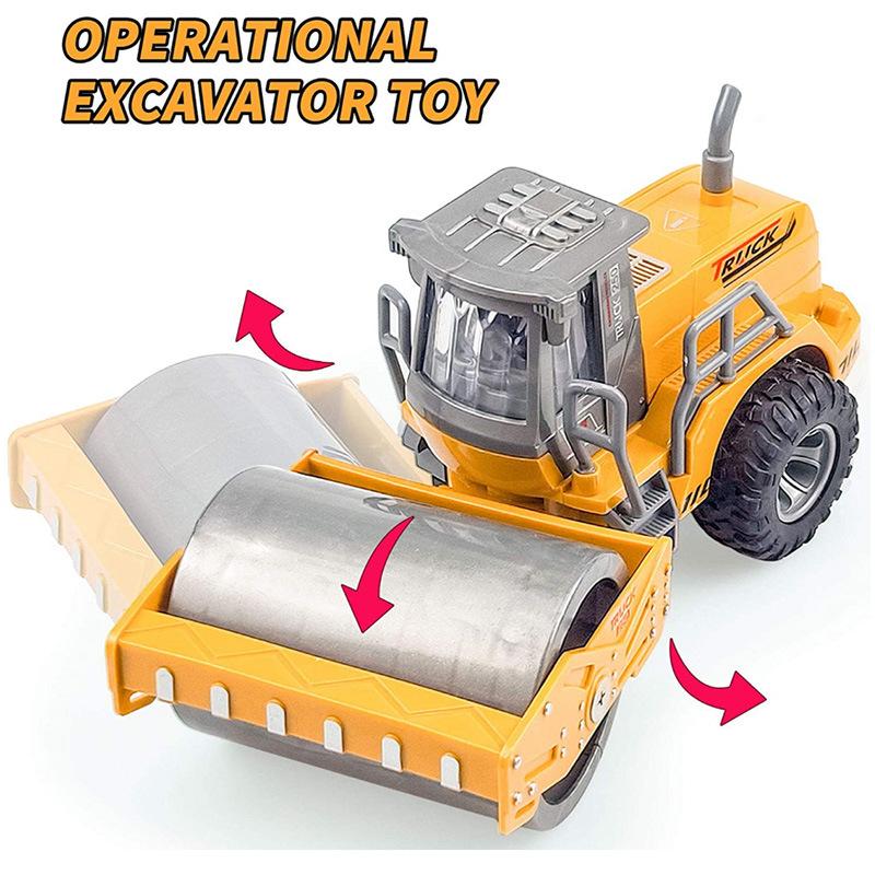 4X4 Electric Remote Control Cars Toys For Kids Rc Truck Model Excavator Bulldozer Road Roller With Led Lights Birthday Gifts
