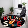 1PC Rolling Stone Logo Office Round Rug - Perfect for Office or Study Decor, Machine Washable, Non-Slip Backing, Decorative Floor Mat