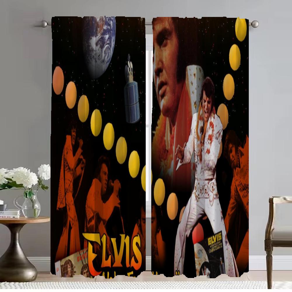 Blackout Curtain for Room 2 Panel Elvis Tulle for Bedroom Shades Elegant Room Curtains Halloween Decoration Partition Living