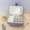 Travel Jewelry Storage Box with Mirror Solid Color Simple Earrings Ring Necklace Jewelry Box Double Layer Household Jewelry Box