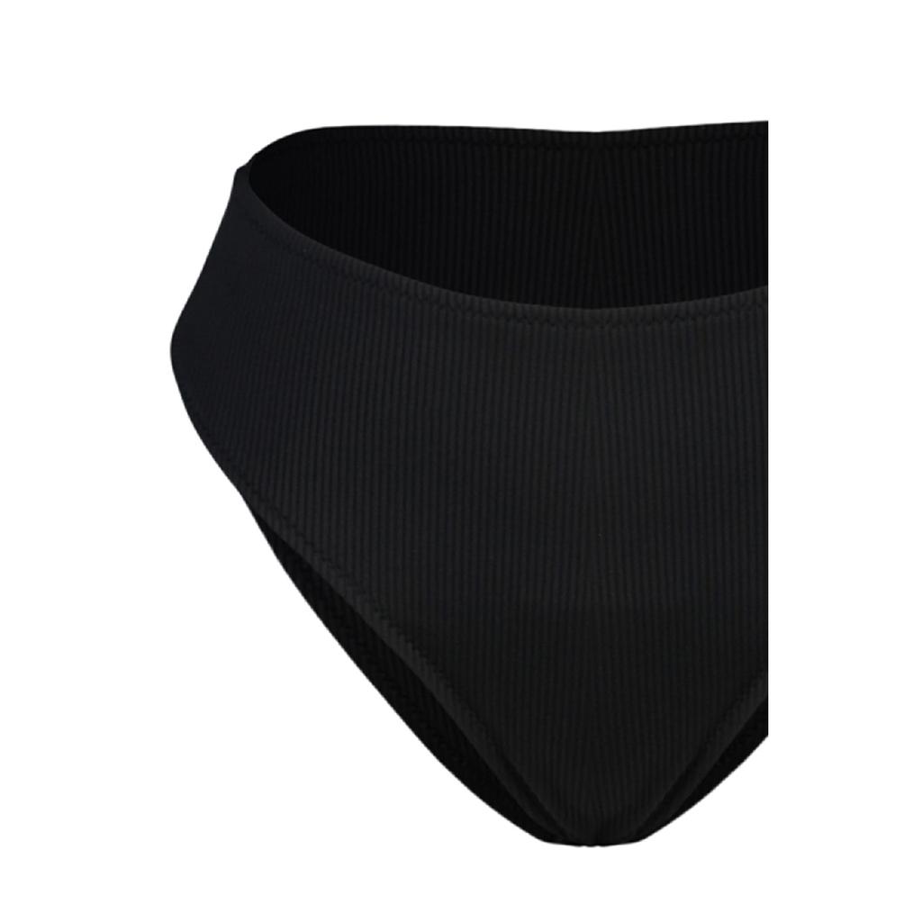 Black Textured High Waist Bikini Bottom Tbess23ba00128