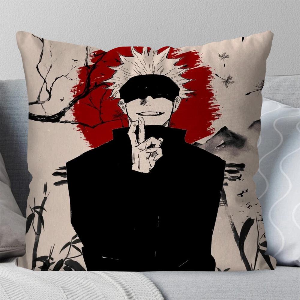 1Pc Satoru Gojo Anime Jujutsu Kaisen Pillow Case Square Pillow Bedroom Sofa Leisure Cushioncar Living Room Home Decoration 40X40
