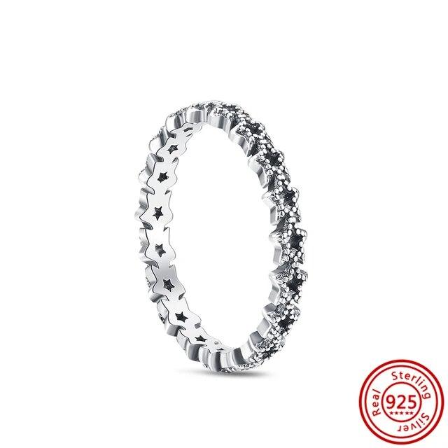 925 Sterling Silver Rings Feather Heart Pavé Sparkling CZ Round Lucky Rings for Women Charms Jewelry