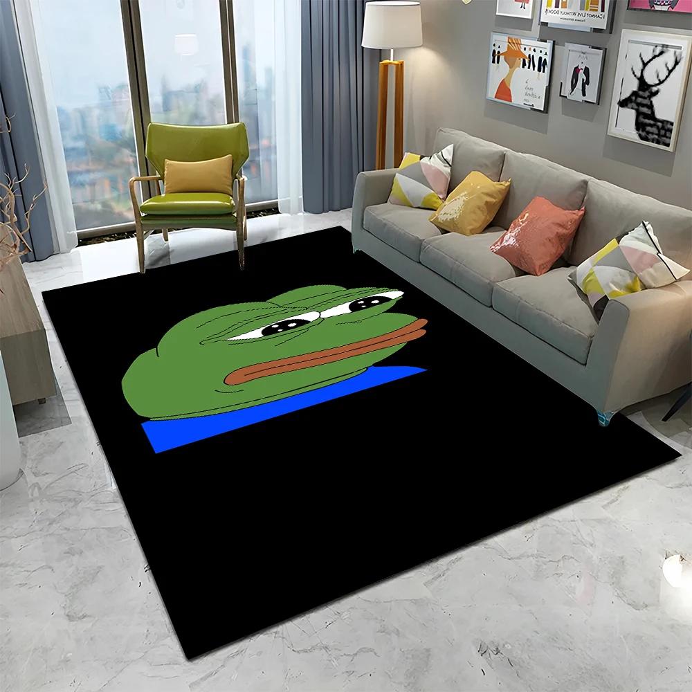 3D Pepe The Frog Face Cartoon Carpet Rug for Home Living Room Bedroom Sofa Doormat Decor,kids Play Area Rug Non-slip Floor Mat