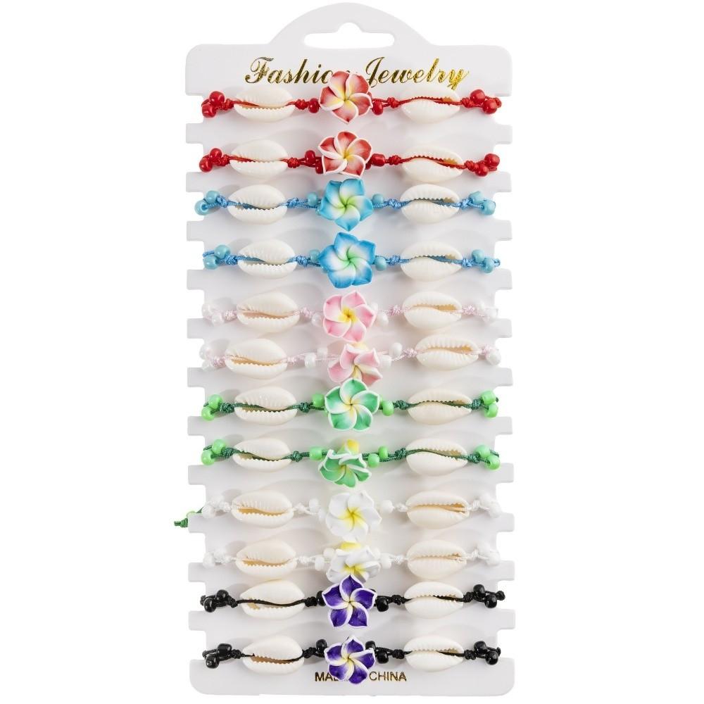 12Pcs/Set Bohemian Shell Flower Bracelet Set Adjustable Stackable Hand Chain Gifts