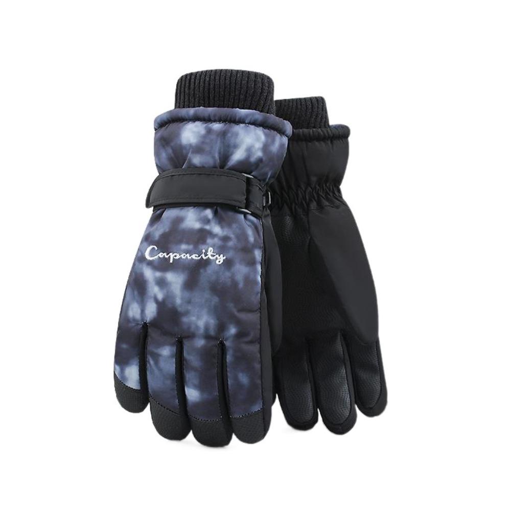 

Fleece Lined Winter Skiing Gloves Touchscreen Cycling Mitten for Women Adults чёрный