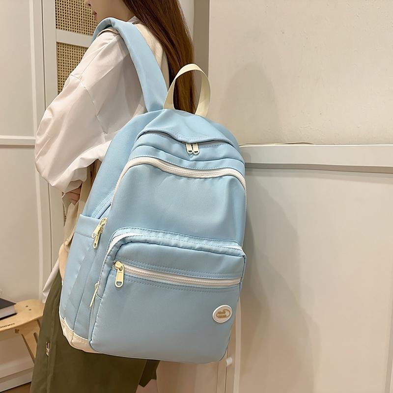 Student Schoolbag Solid Color Women's Backpack College Style Large Capacity Backpack