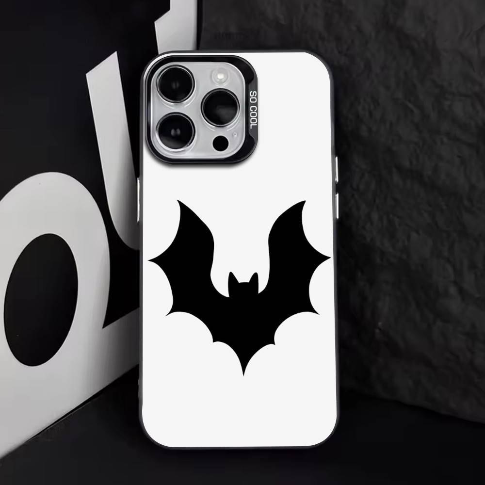 Fledermaus Spinnenmuster Mattierte Textur Handyhülle Für iPhone17,16,15,14,13,12,11 Plus,ProMax,XS,Bunte Silberne Handyhülle Funda Cover