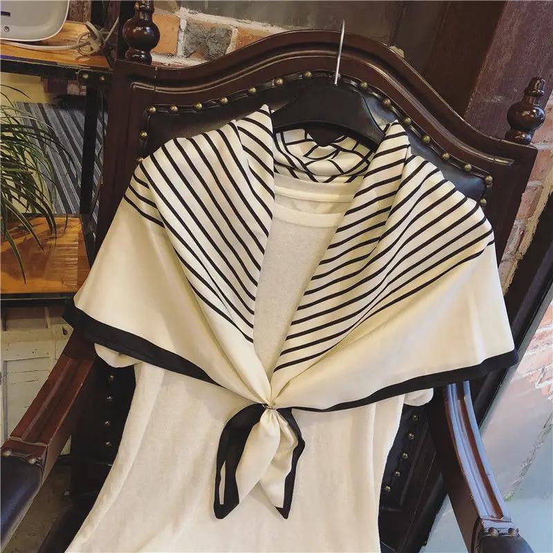 

Square Scarf Handmade Shawl Headscarf Curling Geometric Striped Temperament Women s Professional Square Silk Sunscreen New 90cm 90x90cm