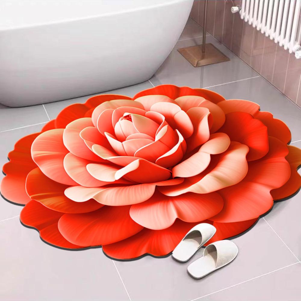 Special-shaped Peony Floor Mat Non-slip Door Gasket  for Living Room Tea Table Bedside