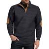 Men's Stand Up Collar Sweatshirt With Patchwork Casual Design