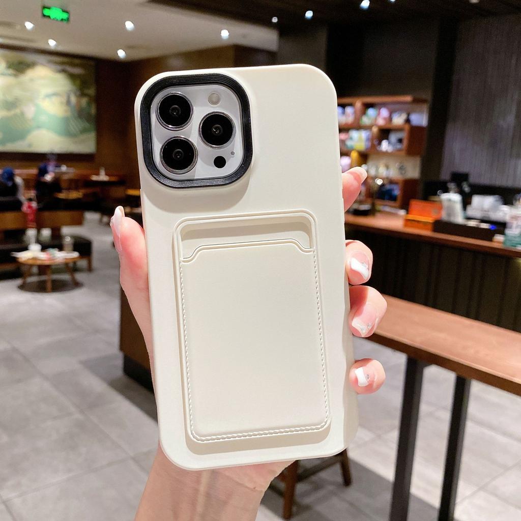 Three-in-One Card Holder Matte Silicone Case Compatible with iPhone 17 Pro Max Apple 16 Phone Case 13/14 Simple