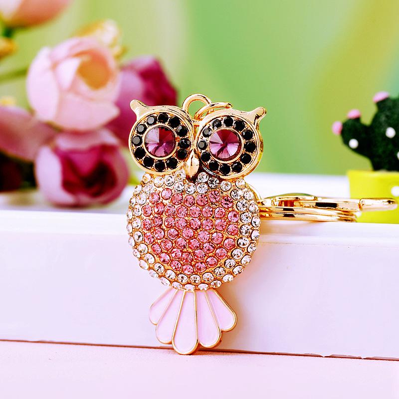 Owl Crystal Keyring Charm Pendant Handbag Purse Bag for Key Ring Chain Keychain