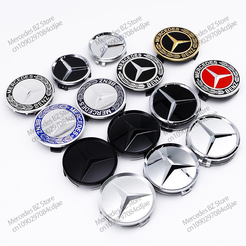4PCS75MM Car Hub Center Cover for Mercedes Benz AMG W203 W206 W220 W205 W211 Car Wheel Center Hub Caps Benz Emblem Tire Rim Cove
