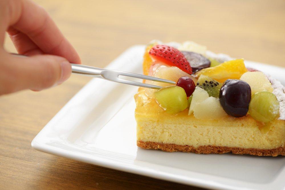 Yoshikawa 14cm Oval Cut Sweets Set of Product 3072021 Japanese-Made Fork, 4, Silver, Number