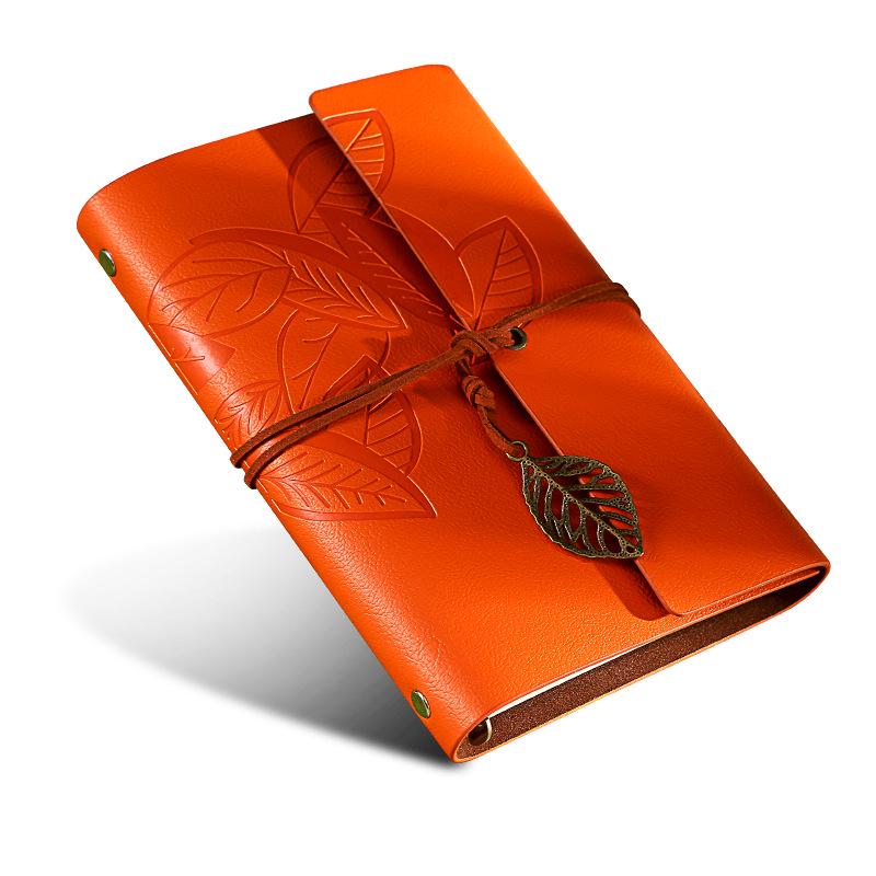 Retro Leaf Creative Diary: Cowhide Paper Gift Set for Students & Teachers - Convenient Sketch Notebook