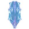 Women One Piece Swimsuits Sleeveless Glossy Swimwear Jumpsuit Leotard Nightclub Performance Costume