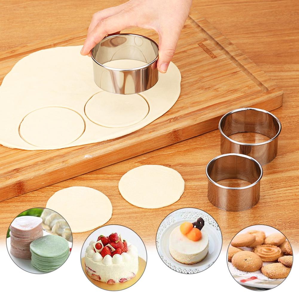 5Pcs Stainless Steel Round Cookie Cutters Pie Press Cookie DIY Dumplings Skin Cutting Tools Kitchen Accessories