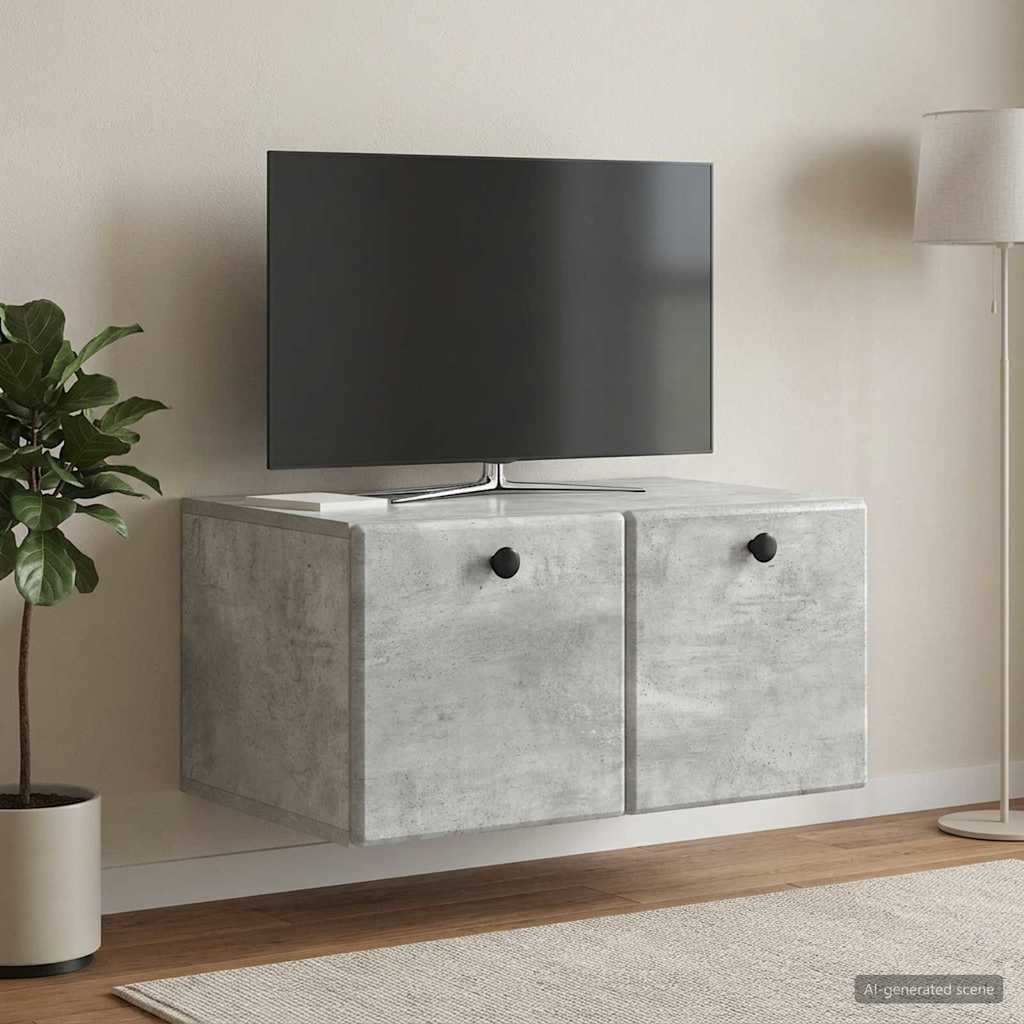 Wall Mounted TV Cabinet 59.5 x 41 x 30 cm Concrete Grey