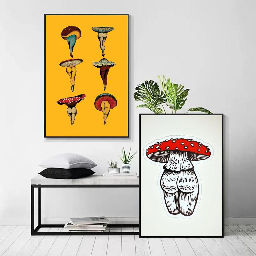 1pc Don't Forget Your Roots Art Cactus Sexy Mushroom Poster Self-adhesive Art Waterproof Paper Sticker Wall Decor