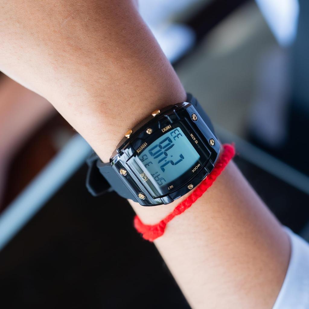 Authorized Distributor [ICE-WATCH] Ice-Watch Tonneau-Shaped Wristwatch for Men and Unisex, Model 024564, ICE Digit Boliday, Black and Gold, Small