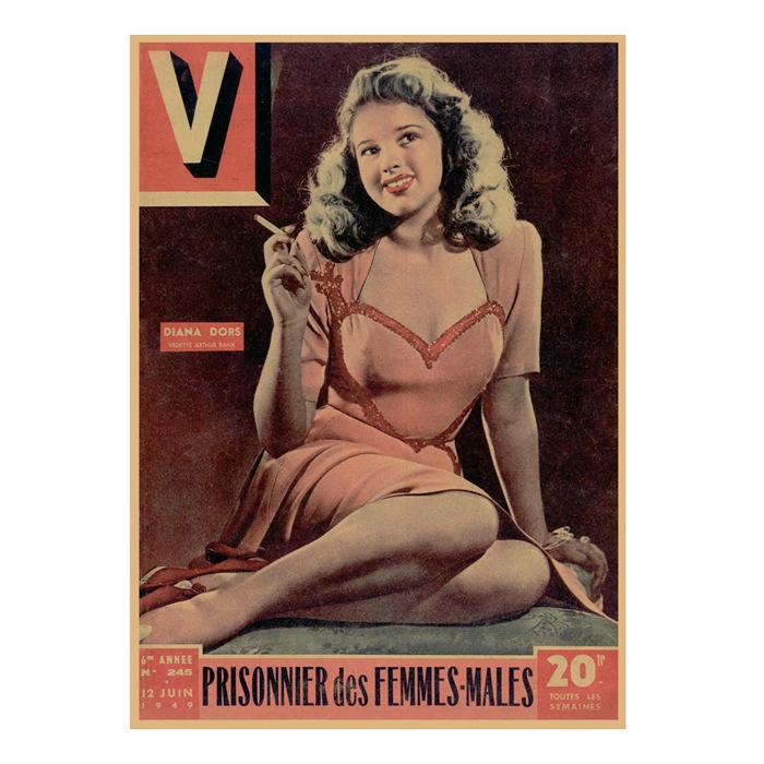 Vintage Sexy Beauty Star Illustration Wall Poster for Bar or Cafe