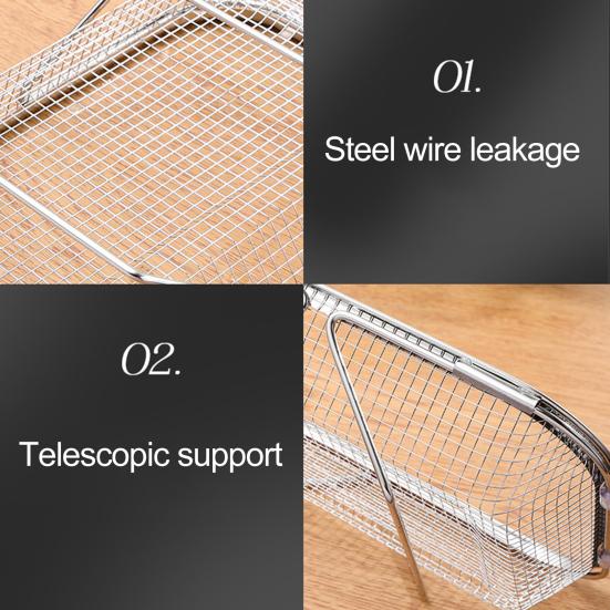 Stainless Steel Expandable Sink Colander with Mesh Design and Extendable Handles for Versatile Straining