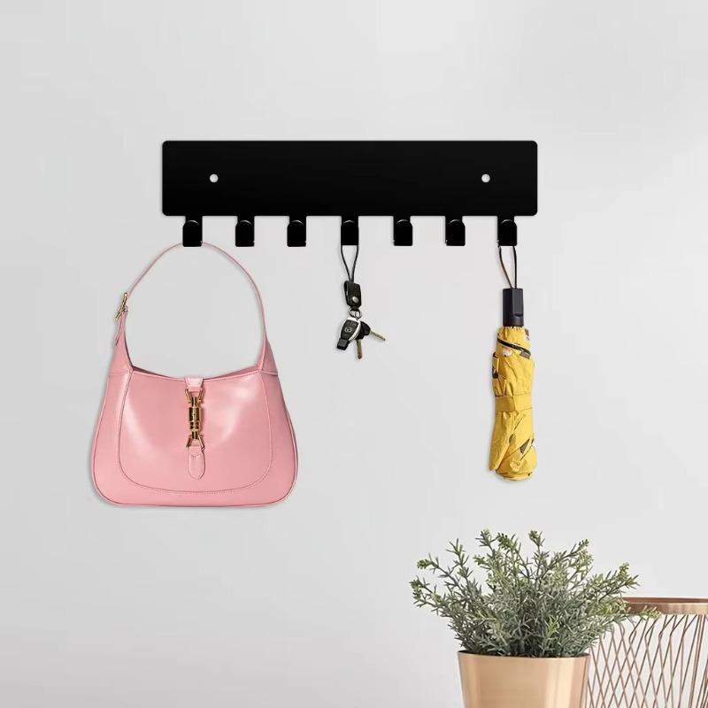 Key Holder for Wall, Wall Storage with 6 Hooks, Wall Mounted Key Holder for Hallway, Self Adhesive Key Rack